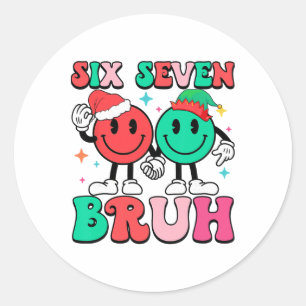 Pegatina Redonda 6 7 Meme Seis Siete Navidad Divertido 67 Navidad C