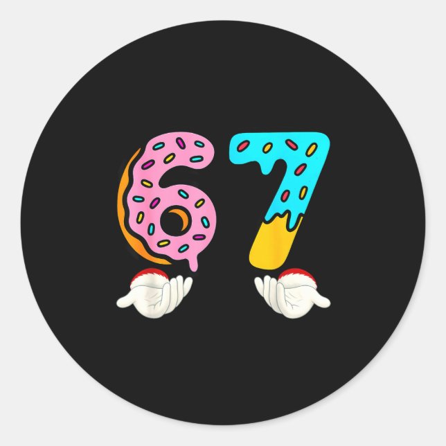 Pegatina Redonda 6-7 Meme Shirts 67 Christmas Brain Rot Funny Boys  (Anverso)