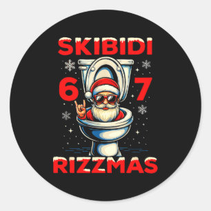 Pegatina Redonda 6-7 Meme Slang Navidad Bonito Travieso 67 Divertid