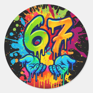 Pegatina Redonda 6 7 Meme Trend Six Seven Birthday Sticker