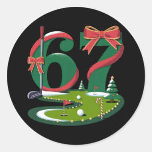 Pegatina Redonda 6 7 Seis Siete Golf Gen Z Alpha Meme Navidad Golfi