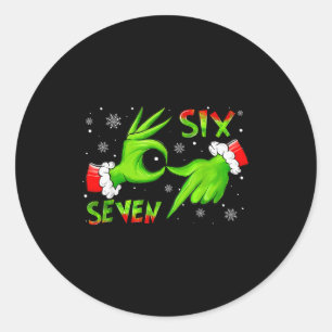 Pegatina Redonda 6 7 Seis Siete Mano Gen Z Alpha Meme Slang Navidad
