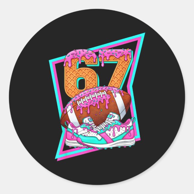 Pegatina Redonda 6 7 Six Seven Meme American Football Drip Number 6 (Anverso)