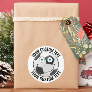 Pegatina Redonda 6 Balón de fútbol Personalizado de texto personali