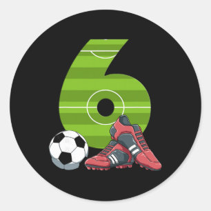 Pegatina Redonda 6 Cumpleaños Fútbol Primer Cumpleaños Niños Fútbol