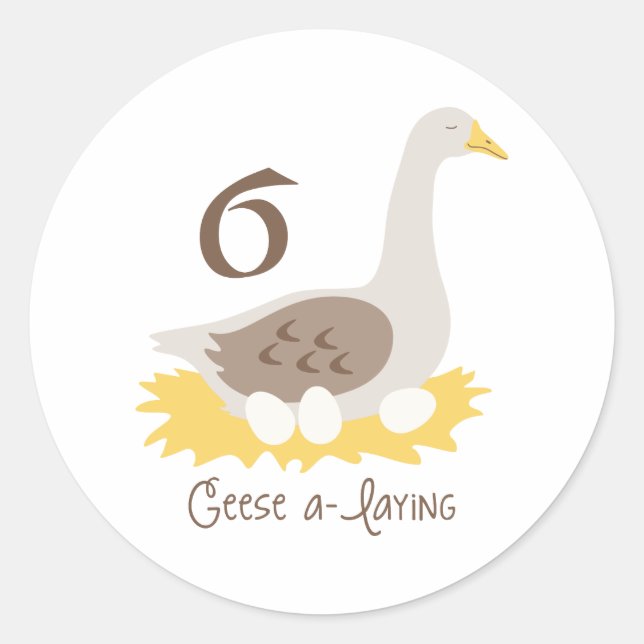Pegatina Redonda 6 Geese A-Laying (Anverso)