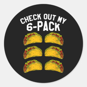 Pegatina Redonda 6 Pack Fitness Taco Funny Gym Top Para Taco