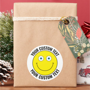Pegatina Redonda 6 Personalizados Personalizados Happy Face YELLOW,