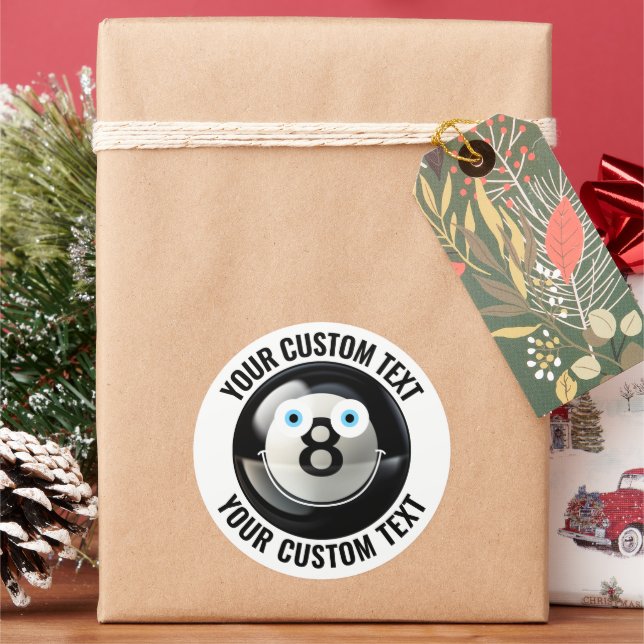 Pegatina Redonda 6 Pool 8 Ball Personalizado de texto personalizado (Vacaciones)