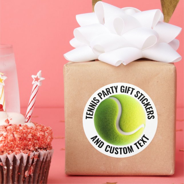 Pegatina Redonda 6 x Pelota de tenis con texto personalizado Person (Fiesta)