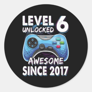 Pegatina Redonda 6Yr Bday Son Gamer 6ᵉʳ 6