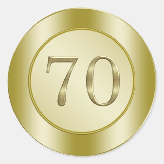 Pegatina Redonda 70.ª fiesta de cumpleaños (Anverso)