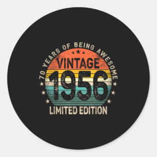 Pegatina Redonda 70 años de edad 1956 Vintage 70 cumpleaños hombres