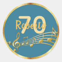 70 cumpleaños notas de oro verde azul verde azulad