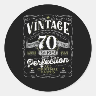 Pegatina Redonda 70 Por Él, 1951 Edad A La Perfección