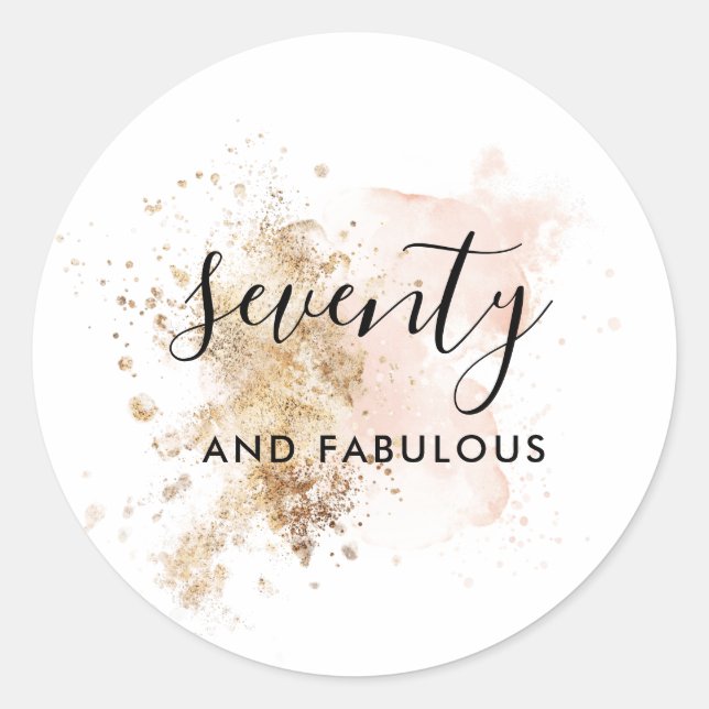 Pegatina Redonda 70 Y Fabuloso, Cumpleaños De La Mujer 70 (Anverso)