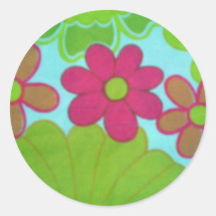 Pegatina Redonda 70's Retro Flower's