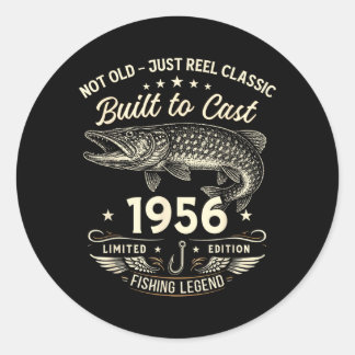 Pegatina Redonda 70th Birthday Fishing Gift Men Original 1956 Lied