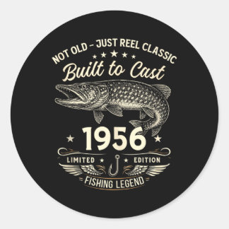Pegatina Redonda 70th Birthday Fishing Gift Men Original 1956 Lied