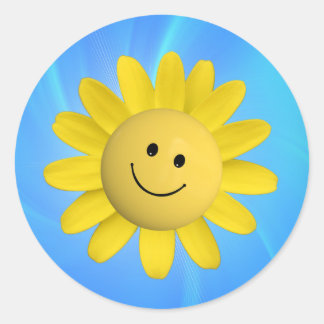 PEGATINA REDONDA 720227 FLORES DE SOL FLORES FELIZ SMILIE FACE PERS
