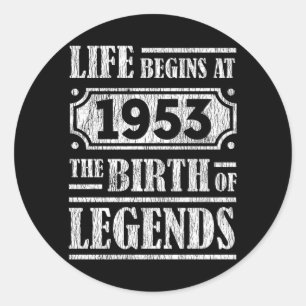 Pegatina Redonda 72 Años De Edad 1953 Nacimiento De La Leyenda 72º 