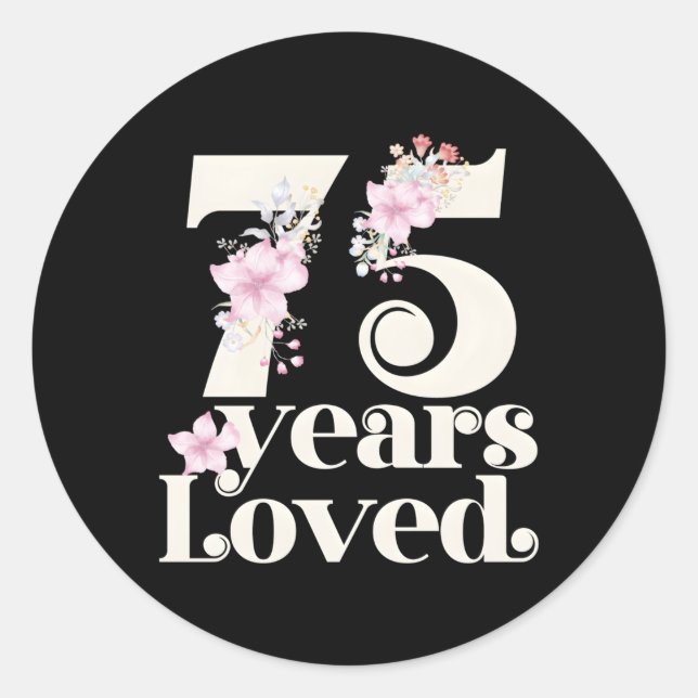 Pegatina Redonda 75 Años Querida Abuela 75 Py 75 (Anverso)