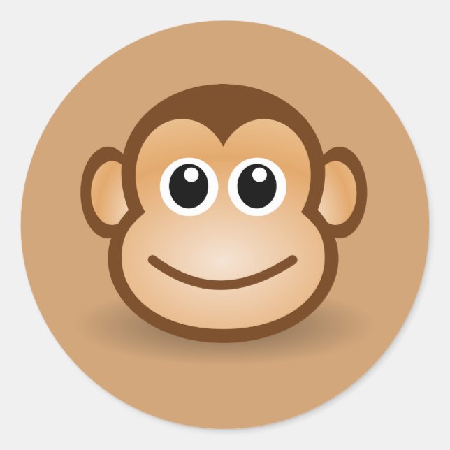 Pegatina Redonda 76-Personalizado-Mono-Clipart-Ilustracion C (Anverso)