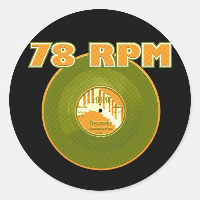 Pegatina Redonda 78 RPM Record 1929 (Anverso)