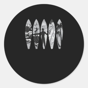 Pegatina Redonda 78.Surfing Surfboards Surfer Palm Tree Surfboard S