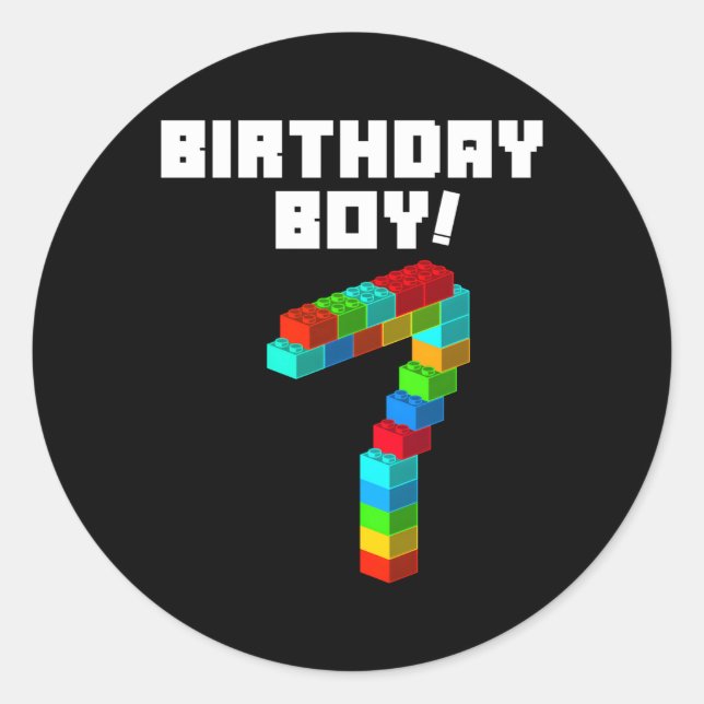 Pegatina Redonda 7.º Edificio De 7 Bloques (Anverso)