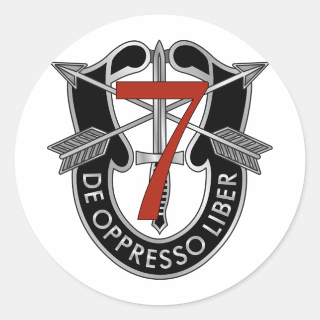 Pegatina Redonda 7.º Escudo del Grupo de Fuerzas Especiales (Anverso)