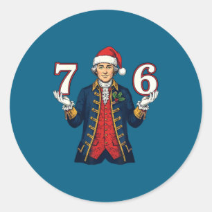 Pegatina Redonda 7-6 6-7 Divertido George Washington Santa 67 Meme 