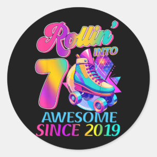 Pegatina Redonda 7 años increíble desde 2019 Cumpleaños tema hockey