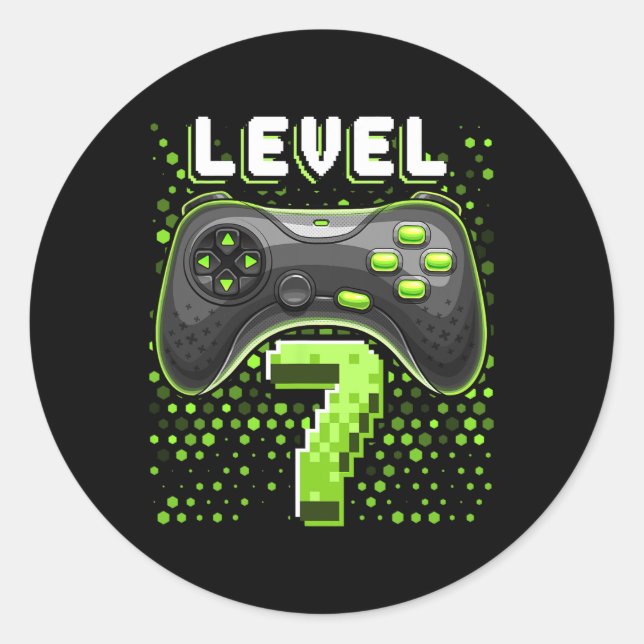 Pegatina Redonda 7 Controlador de videojuegos 7º regalo de jugador  (Anverso)