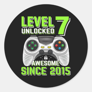 Pegatina Redonda 7 Desbloqueados Impresionante videojuego 2015 7º c