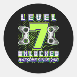 Pegatina Redonda 7 Desbloqueados Impresionante videojuego 2016 7º c