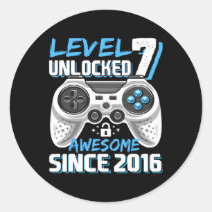 Pegatina Redonda 7 Desbloqueados Impresionante videojuego 2016 7º c
