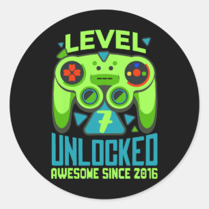 Pegatina Redonda 7 Desbloqueados Impresionante videojuego 2016 7º c