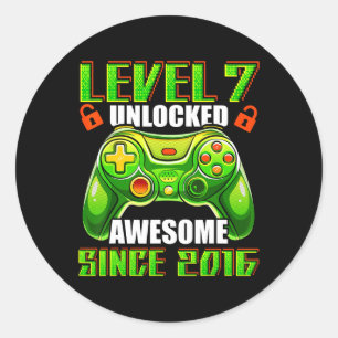 Pegatina Redonda 7 Desbloqueados Impresionante videojuego 2016 7º c