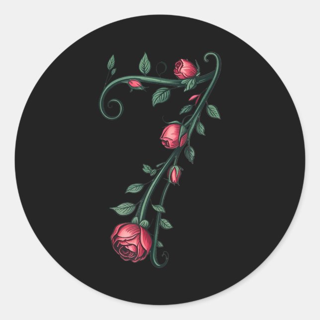 Pegatina Redonda 7 Floral 67 Rose Valentines Day Funny Love Matchin (Anverso)