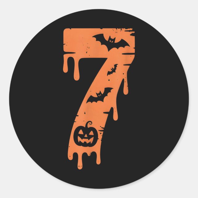 Pegatina Redonda 7 Number Meme 67 Six Seven Halloween  (Anverso)