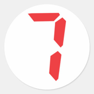 Pegatina Redonda 7 número digital del despertador de siete rojos