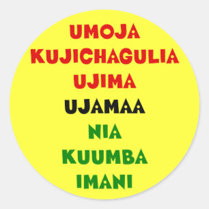 Pegatina Redonda 7 Principios de Kwanzaa