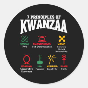 Pegatina Redonda 7 Principios de Kwanzaa Orgullo Africano