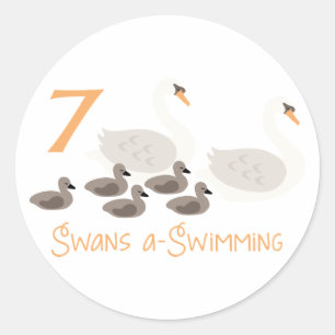 Pegatina Redonda 7 Swans a Swimming