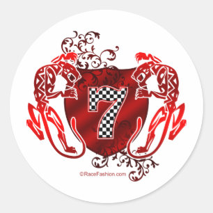 Pegatina Redonda 7 tigres de número de carreras