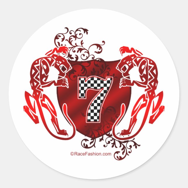 Pegatina Redonda 7 tigres de número de carreras (Anverso)