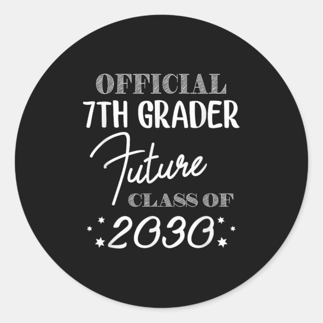 Pegatina Redonda 7th Grader Future Cl 2030 First Day 7th Grade  (Anverso)
