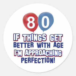 Pegatina Redonda 80.º diseño de cumpleaños