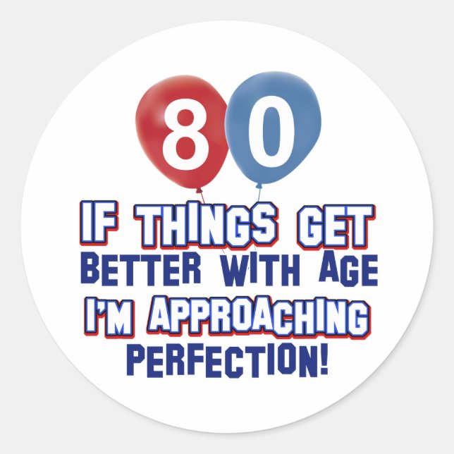 Pegatina Redonda 80.º diseño de cumpleaños (Anverso)